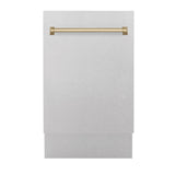ZLINE Autograph Edition 18” Tallac Series 3rd Rack Top Control Built-In Dishwasher in Fingerprint Resistant Stainless Steel with Champagne Bronze Handle, 51dBa (DWVZ-SN-18-CB)
