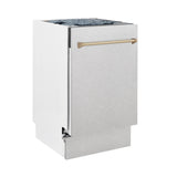 ZLINE Autograph Edition 18” Tallac Series 3rd Rack Top Control Built-In Dishwasher in Fingerprint Resistant Stainless Steel with Champagne Bronze Handle, 51dBa (DWVZ-SN-18-CB)
