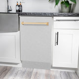ZLINE Autograph Edition 18” Tallac Series 3rd Rack Top Control Built-In Dishwasher in Fingerprint Resistant Stainless Steel with Polished Gold Handle, 51dBa (DWVZ-SN-18-G)