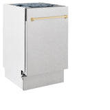ZLINE Autograph Edition 18” Tallac Series 3rd Rack Top Control Built-In Dishwasher in Fingerprint Resistant Stainless Steel with Polished Gold Handle, 51dBa (DWVZ-SN-18-G)