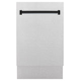ZLINE Autograph Edition 18” Tallac Series 3rd Rack Top Control Built-In Dishwasher in Fingerprint Resistant Stainless Steel with Matte Black Handle, 51dBa (DWVZ-SN-18-MB)