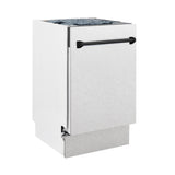 ZLINE Autograph Edition 18” Tallac Series 3rd Rack Top Control Built-In Dishwasher in Fingerprint Resistant Stainless Steel with Matte Black Handle, 51dBa (DWVZ-SN-18-MB)