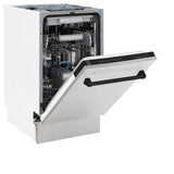 ZLINE Autograph Edition 18” Tallac Series 3rd Rack Top Control Built-In Dishwasher in Fingerprint Resistant Stainless Steel with Matte Black Handle, 51dBa (DWVZ-SN-18-MB)