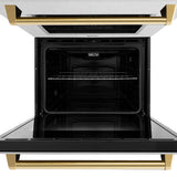 ZLINE 30 in. Autograph Edition Professional True Convection Double Wall Oven with Air Fry and Self Clean in Satin Stainless Steel with Polished Gold Handles (WADSZ-30-G)