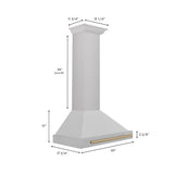 ZLINE 30 in. Autograph Edition Convertible Fingerprint Resistant DuraSnow® Stainless Steel Range Hood with Champagne Bronze Handle (KB4SNZ-30-CB)
