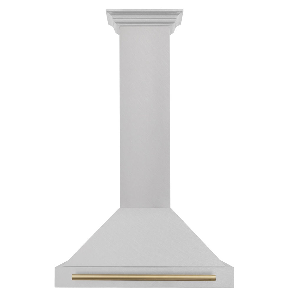 ZLINE 30 in. Autograph Edition Convertible Fingerprint Resistant DuraSnow® Stainless Steel Range Hood with Champagne Bronze Handle (KB4SNZ-30-CB)