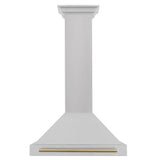 ZLINE 30 in. Autograph Edition Convertible Fingerprint Resistant DuraSnow® Stainless Steel Range Hood with Champagne Bronze Handle (KB4SNZ-30-CB)