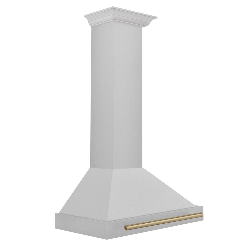 ZLINE 30 in. Autograph Edition Convertible Fingerprint Resistant DuraSnow® Stainless Steel Range Hood with Champagne Bronze Handle (KB4SNZ-30-CB)