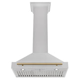 ZLINE 30 in. Autograph Edition Convertible Fingerprint Resistant DuraSnow® Stainless Steel Range Hood with Champagne Bronze Handle (KB4SNZ-30-CB)