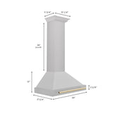 ZLINE 30 in. Autograph Edition Convertible Fingerprint Resistant DuraSnow® Stainless Steel Range Hood with Polished Gold Handle (KB4SNZ-30-G)