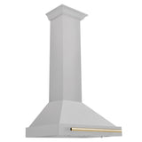 ZLINE 30 in. Autograph Edition Convertible Fingerprint Resistant DuraSnow® Stainless Steel Range Hood with Polished Gold Handle (KB4SNZ-30-G)