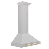 ZLINE 30 in. Autograph Edition Convertible Fingerprint Resistant DuraSnow® Stainless Steel Range Hood with Polished Gold Handle (KB4SNZ-30-G)