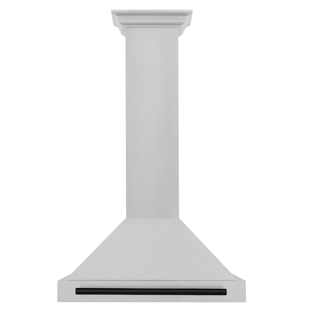 ZLINE 30 in. Autograph Edition Convertible Fingerprint Resistant DuraSnow® Stainless Steel Range Hood with Matte Black Handle (KB4SNZ-30-MB)