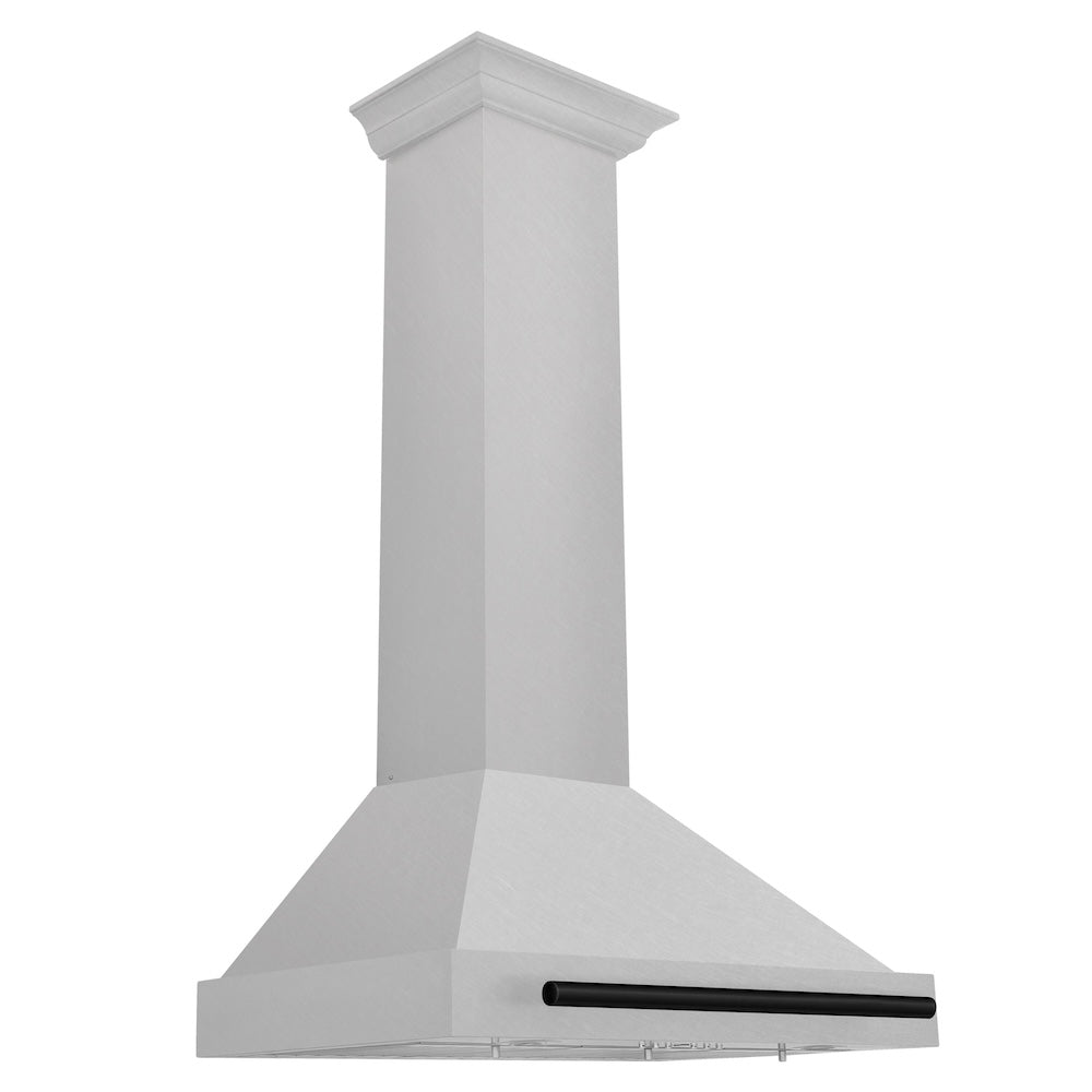 ZLINE 30 in. Autograph Edition Convertible Fingerprint Resistant DuraSnow® Stainless Steel Range Hood with Matte Black Handle (KB4SNZ-30-MB)