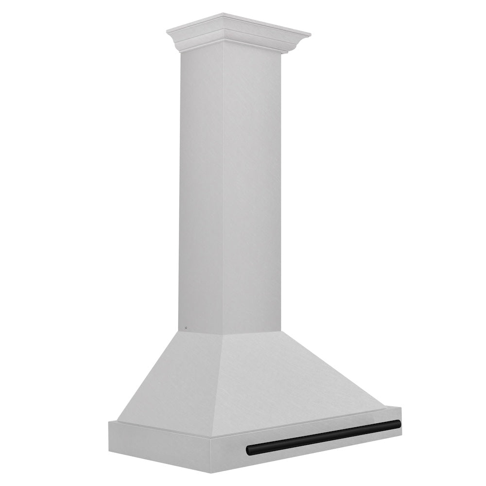 ZLINE 30 in. Autograph Edition Convertible Fingerprint Resistant DuraSnow® Stainless Steel Range Hood with Matte Black Handle (KB4SNZ-30-MB)