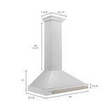 ZLINE 36 in. Autograph Edition Convertible Fingerprint Resistant DuraSnow® Stainless Steel Range Hood with Champagne Bronze Handle (KB4SNZ-36-CB)