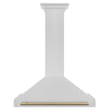 ZLINE 36 in. Autograph Edition Convertible Fingerprint Resistant DuraSnow® Stainless Steel Range Hood with Champagne Bronze Handle (KB4SNZ-36-CB)
