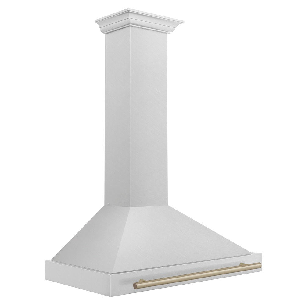ZLINE 36 in. Autograph Edition Convertible Fingerprint Resistant DuraSnow® Stainless Steel Range Hood with Champagne Bronze Handle (KB4SNZ-36-CB)