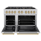 ZLINE Autograph Edition 48 in. 6.7 cu. ft. Select Double Oven Dual Fuel Range with 8 Burner Gas Cooktop in Stainless Steel and Champagne Bronze Accents (HDRZ-48-CB)
