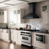 ZLINE Autograph Edition 36 in. 4.6 cu. ft. Legacy Dual Fuel Range with 6 Burner Gas Cooktop and Electric Convection Oven in Stainless Steel and Matte Black Accents (RAZ-36-MB)