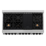 ZLINE Autograph Edition 48 in. 6.0 cu. ft. Legacy Dual Fuel Range with 7 Burner Gas Cooktop and 2 Electric Ovens in Stainless Steel and Matte Black Accents (RAZ-48-MB)