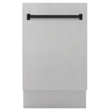 ZLINE Autograph Edition 18” Tallac Series 3rd Rack Top Control Built-In Dishwasher in Stainless Steel with Matte Black Handle, 51dBa (DWVZ-304-18-MB)
