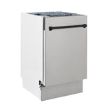 ZLINE Autograph Edition 18” Tallac Series 3rd Rack Top Control Built-In Dishwasher in Stainless Steel with Matte Black Handle, 51dBa (DWVZ-304-18-MB)