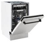 ZLINE Autograph Edition 18” Tallac Series 3rd Rack Top Control Built-In Dishwasher in Stainless Steel with Matte Black Handle, 51dBa (DWVZ-304-18-MB)