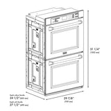 ZLINE Autograph Edition 30 in. Professional True Convection Double Wall Oven with Air Fry and Self Clean in Stainless Steel with Polished Nickel Helix Handles (WADZ-30-KPN)