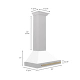ZLINE 30 in. Autograph Edition Convertible Fingerprint Resistant DuraSnow® Stainless Steel Range Hood with White Matte Shell and Champagne Bronze Handle (KB4SNZ-WM30-CB)