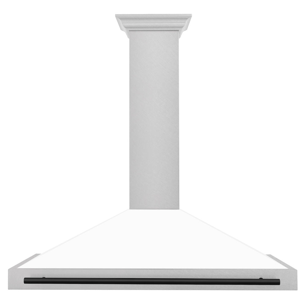 ZLINE 48 in. Autograph Edition Convertible Fingerprint Resistant DuraSnow® Stainless Steel Range Hood with White Matte Shell and Matte Black Handle (KB4SNZ-WM48-MB)