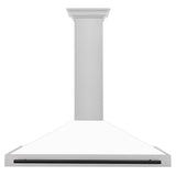 ZLINE 48 in. Autograph Edition Convertible Fingerprint Resistant DuraSnow® Stainless Steel Range Hood with White Matte Shell and Matte Black Handle (KB4SNZ-WM48-MB)