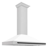 ZLINE 48 in. Autograph Edition Convertible Fingerprint Resistant DuraSnow® Stainless Steel Range Hood with White Matte Shell and Matte Black Handle (KB4SNZ-WM48-MB)