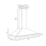 ZLINE Autograph Edition 48 in. Convertible Satin Stainless Steel Wall Mount Range Hood with Black Matte Shell and Champagne Bronze Handle (KB4SNZ-BLM48-CB)