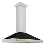 ZLINE 48 in. Autograph Edition Convertible Stainless Steel Range Hood with Black Matte Shell and Champagne Bronze Handle (KB4STZ-BLM48-CB)