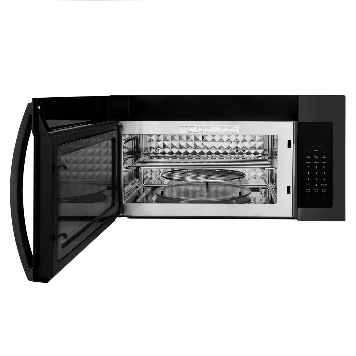 ZLINE 1.5 cu. ft. Over the Range Convection Microwave Oven in Black Stainless Steel with Modern Handle and Sensor Cooking (MWO-OTR-30-BS)