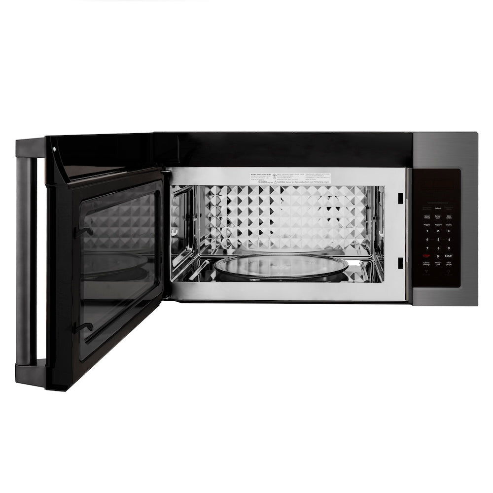 ZLINE 1.5 cu. ft. Over the Range Convection Microwave Oven in Black Stainless Steel with Traditional Handle and Sensor Cooking (MWO-OTR-H-30-BS)