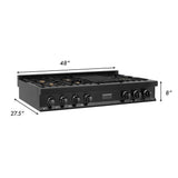 ZLINE 48 in. Legacy Gas Rangetop with 6 Brass Burners and Porcelain Cooktop in Black Stainless Steel (RTB-BR-48)