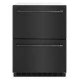 ZLINE 24 in. Touchstone 168 Can Outdoor-Rated Dual Refrigerator Drawer with Black Stainless Steel Doors (RDSO-BS-24)