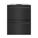 ZLINE 24 in. Touchstone 168 Can Outdoor-Rated Dual Refrigerator Drawer with Black Stainless Steel Doors (RDSO-BS-24)