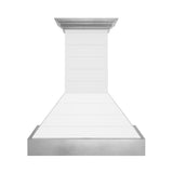 ZLINE 30 in. Wooden Wall Mount Range Hood in Rustic Shiplap Bright White Finish with Stainless Steel Accents (365WW-30)