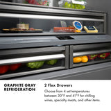 ZLINE 36 in. 19.6 cu. ft. French Door Built-In Bottom Freezer Refrigerator with Water Dispenser and Ice Maker in Stainless Steel with Graphite Gray Interior (GRBIV-304-36)