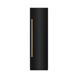 ZLINE Autograph Edition 24 in. 12.5 cu. ft. Column Refrigerator in Black Stainless Steel with Graphite Gray Interior and Polished Gold Accents (RCRVZ-BS-24-G)