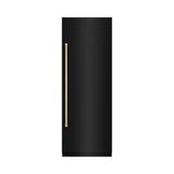 ZLINE Autograph Edition 30 in. 16.7 cu. ft. Column Refrigerator in Black Stainless Steel with Graphite Gray Interior and Champagne Bronze Accents (RCRVZ-BS-30-CB)