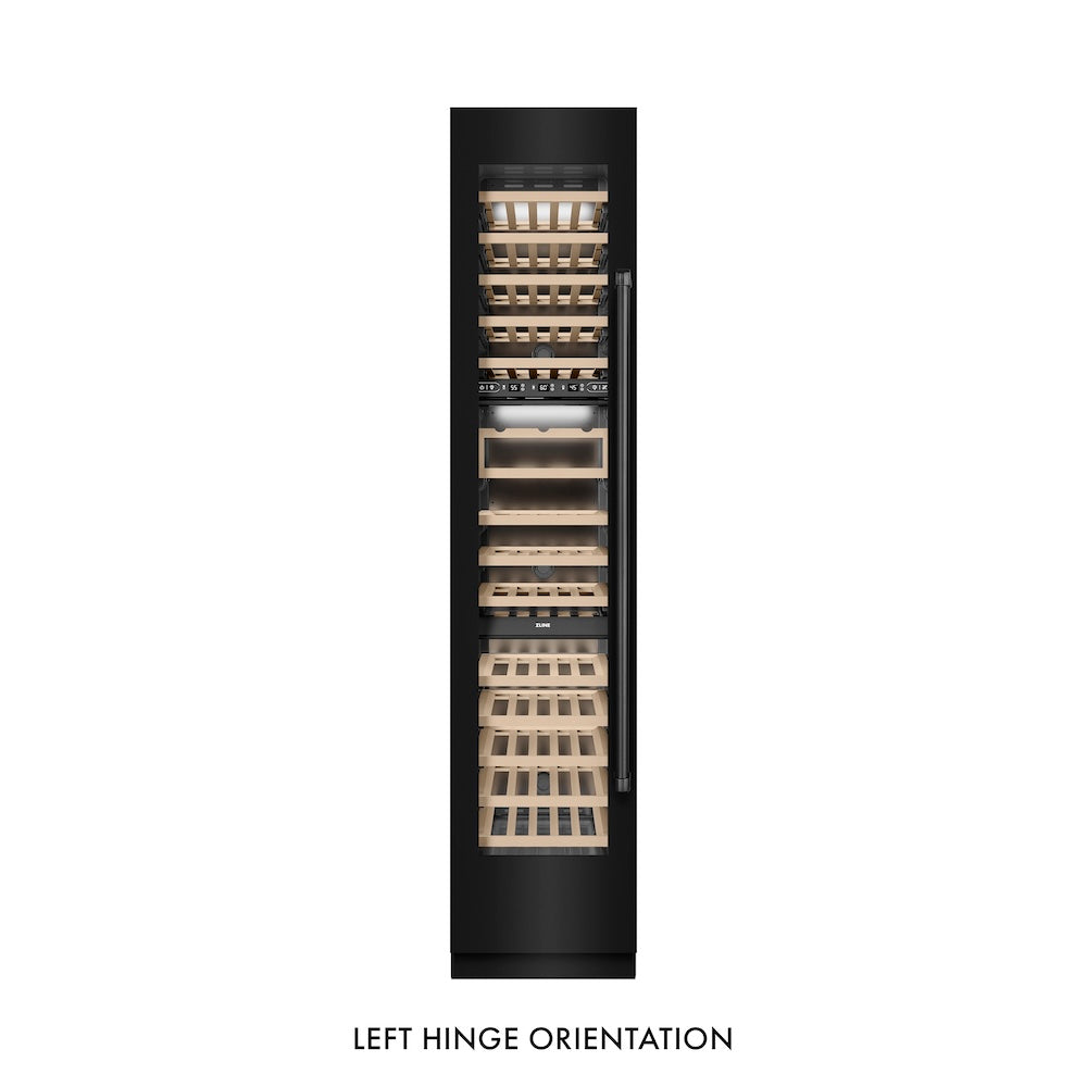 ZLINE 18 in. 9.0 cu. ft. Triple Zone 68 Bottle Left Hinge Column Wine Cooler in Black Stainless Steel (RCWVL-BS-18)