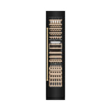 ZLINE Autograph Edition 18 in. 9.0 cu. ft. Triple Zone 68 Bottle Right Hinge Column Wine Cooler in Black Stainless Steel with Champagne Bronze Accents (RCWVRZ-BS-18-CB)