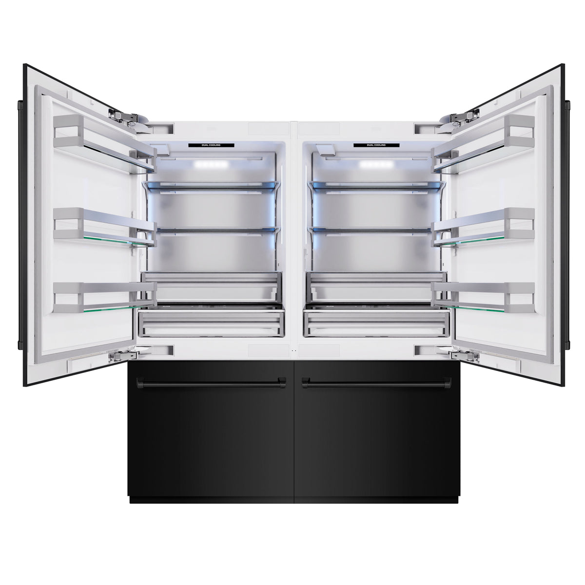 ZLINE 72 in. 39.6 cu. ft. French Door Built-In Bottom Freezer Refrigerator with Water Dispensers and Ice Makers in Black Stainless Steel (RBIT-BS-72)