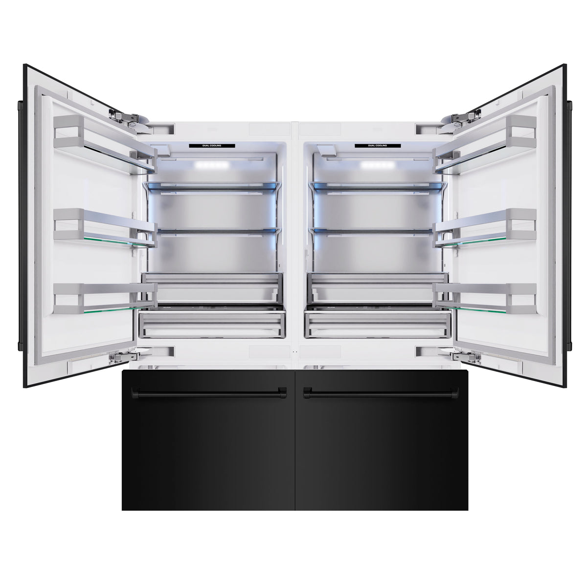 ZLINE 72 in. 39.6 cu. ft. French Door Built-In Bottom Freezer Refrigerator with Water Dispensers and Ice Makers in Black Stainless Steel (RBIT-BS-72)