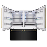 ZLINE Autograph Edition 72 in. 39.6 cu. ft. French Door Built-In Bottom Freezer Refrigerator with Water Dispensers and Ice Makers in Black Stainless Steel and Champagne Bronze Accents (RBITZ-BS-72-CB)