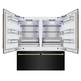 ZLINE Autograph Edition 72 in. 39.6 cu. ft. French Door Built-In Bottom Freezer Refrigerator with Water Dispensers and Ice Makers in Black Stainless Steel and Champagne Bronze Accents (RBITZ-BS-72-CB)